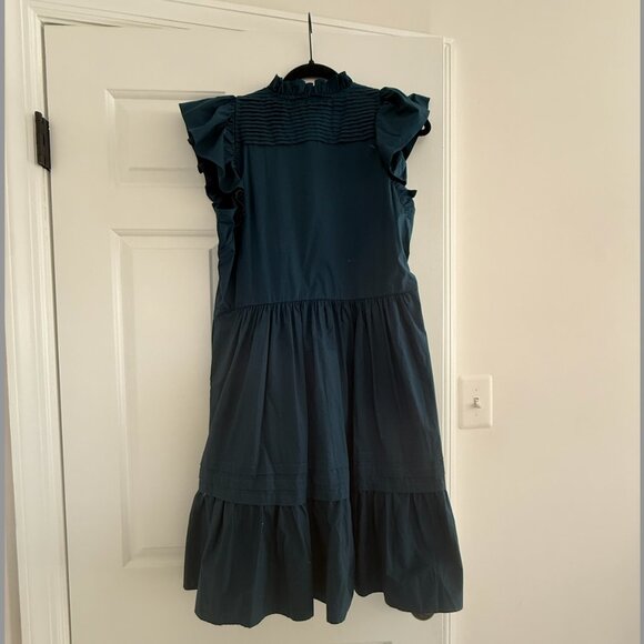 Dark Green Sea New York Dress with Ruffle Detail - Picture 1 of 4
